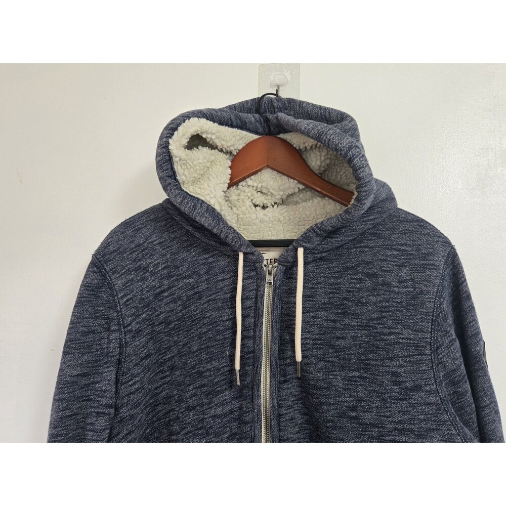 Vintage Hollister Hoodie Mens L Y2K Blue Sherpa-Lined Full Zip Preppy Outdoor - Picture 2 of 8